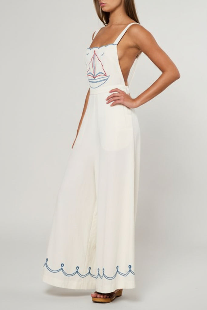 Marina Embroidered Wide-Leg Jumpsuit
