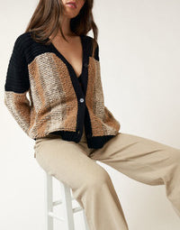 Piper Long Sleeve Cardigan In Cream