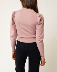 Emilia Puffed Long Sleeve Sweater in Dusty Pink