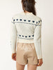 Love Me Softly Sweater with Heart Print in Cream/Navy