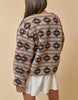 Aria Aztec Print Button Down Short Fur Jacket in Brown Multi
