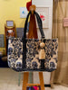 Petal Dusk Woven Tassel Tote Bag in Blue