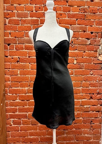 In the Night Sleeveless Sequin Wrap Bodysuit in Black