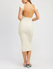 Vienna Open Back Ribbed Midi Dress in Ivory