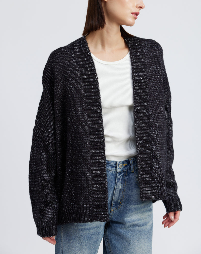 Hey Delilah Over Sized Knit Cardigan in Charcoal