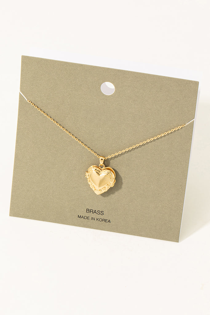 Detailed Heart Locket in Gold/Silver