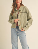 Prairie Thoughts Embroidered Jacket in Olive