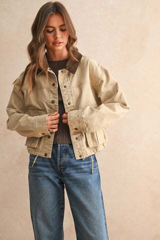 At the Studio Distressed Jacket in Olive
