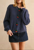 Sweet Sapphire Cherry Button Front Cardigan