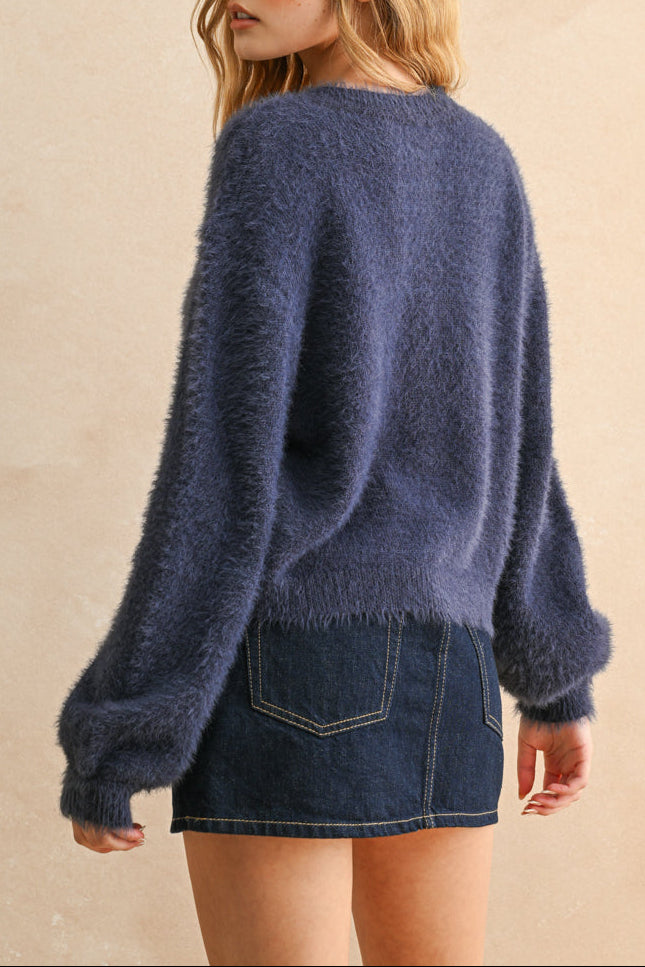 Sweet Sapphire Cherry Button Front Cardigan