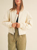 Paloma Quilted Gauze Fabric Bomber Jacket in Cream