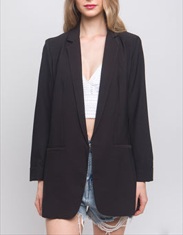 Style Boss Linen Button Front Blazer (Available in Black & Khaki)