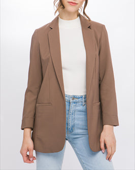 Style Boss Linen Button Front Blazer (Available in Black & Khaki)