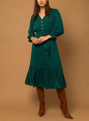 Chelsea Button Front Dress In Rust