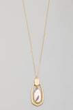 GOLD HEXAGON NECKLACE PINK AND GRAY MARBLE STONE