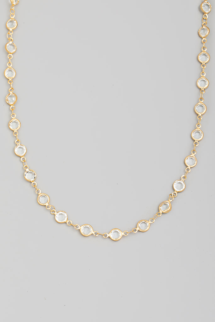 Clear Beaded 18" Necklace in Gold