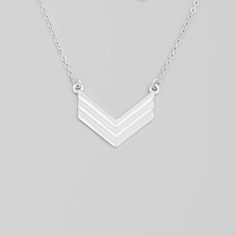 Chevron Charm Silver Necklace