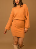 Apricot Knit Sweater Dress