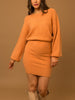 Apricot Knit Sweater Dress