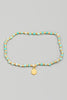 Delicate Beaded Bracelet In Brown With Charm In Blue/Gold Multi