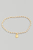 Delicate Beaded Bracelet In Brown With Charm In Pearl/Gold Multi