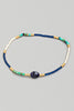 Delicate Beaded Bracelet In Brown With Accent Stone In Blue Multi