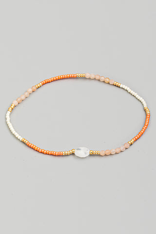 Gemma Stone Pendant Necklace In Peach