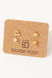 Cherry/Palm Tree Stud Earring Set in Gold