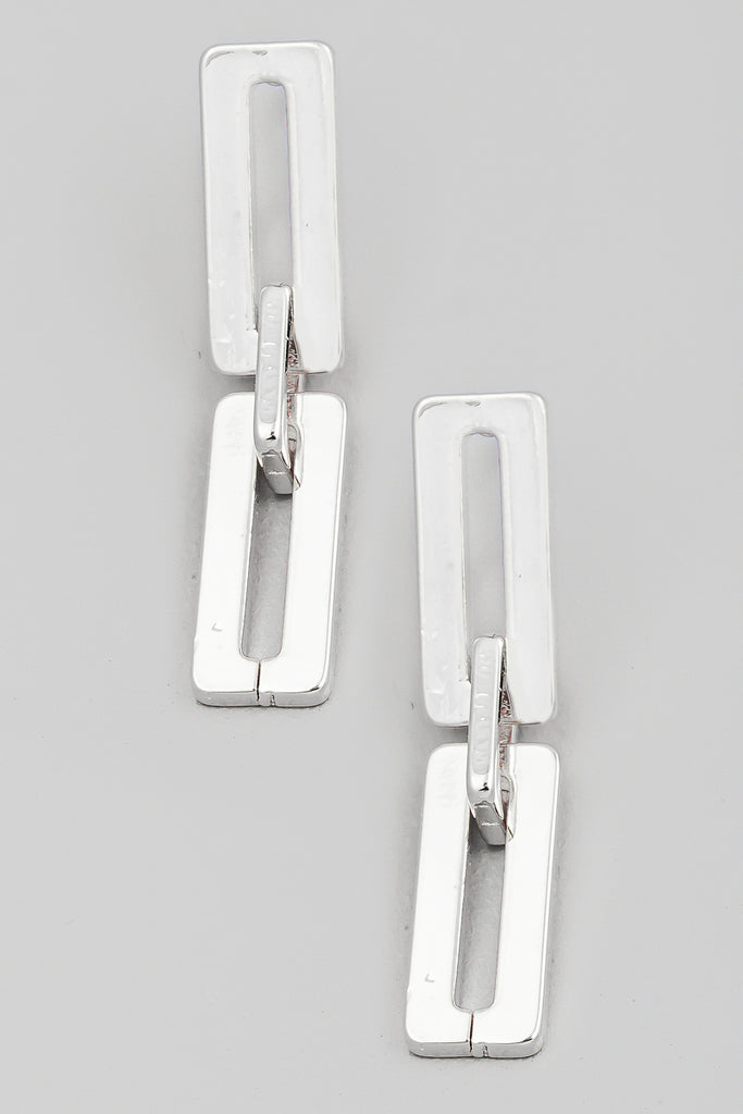 Rectangle Chain Link Earrings Silver/Gold