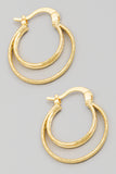Hoop Earrings with Double Row in Gold/Silver