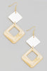 Square Opalescent Dangle Earrings in Ivory/Pink
