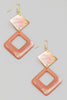Square Opalescent Dangle Earrings in Ivory/Pink