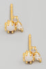 Opal and Double Rhinestone Stud Earrings in Gold
