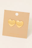 Brushed Gold Heart Stud Earrings