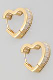 Radiant Heartbeats Heart shaped hoop earrings with Rhinestones in Gold/Silver