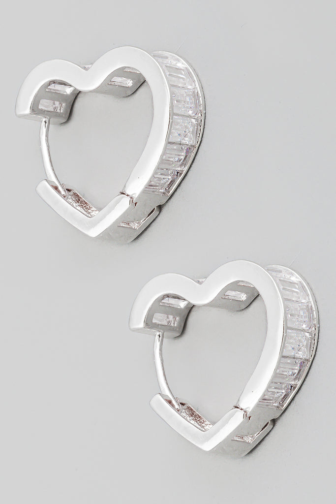 Radiant Heartbeats Heart shaped hoop earrings with Rhinestones in Gold/Silver
