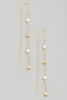 Square & Pearl Thread Delicate Drop Earrings in Gold
