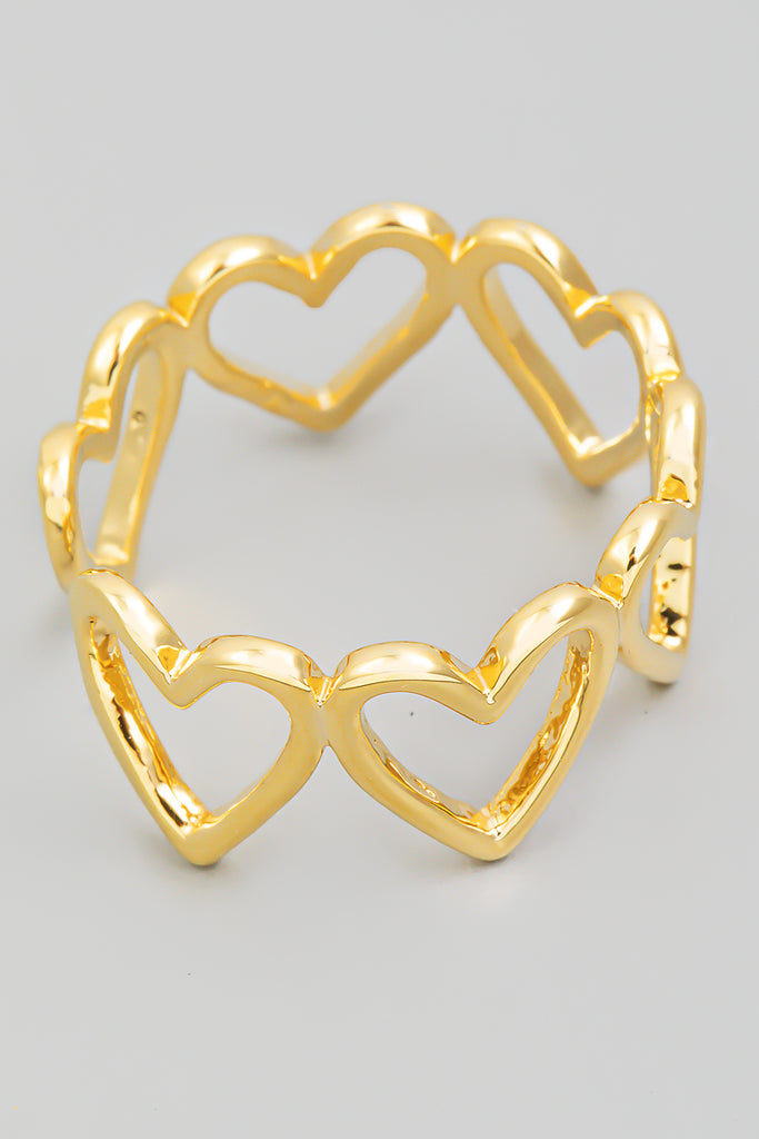 Love is Love outline heart statement ring in Gold