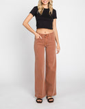Palazzo Wide Leg High Waist Jeans in Clay