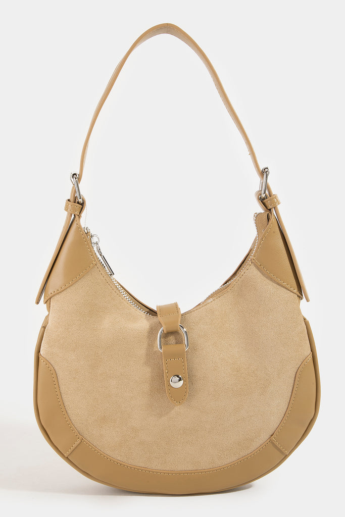 Suede & Leather Hobo Bag