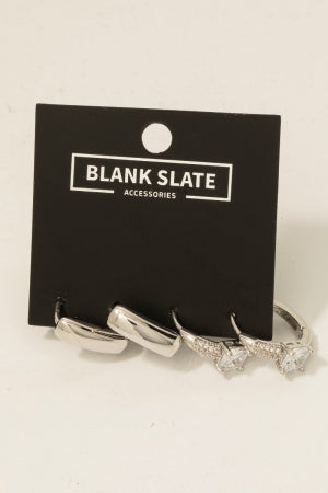 Rhinestone Small Hoop Earring Set (Two Pair)