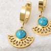 Lone Star Turquoise Circle Drop Earrings