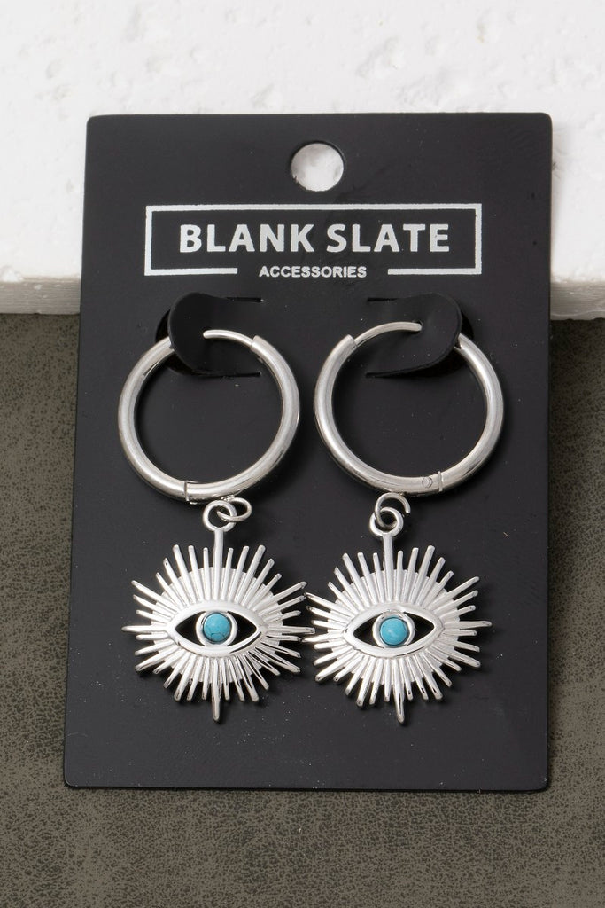 Evil eye dangle earrings