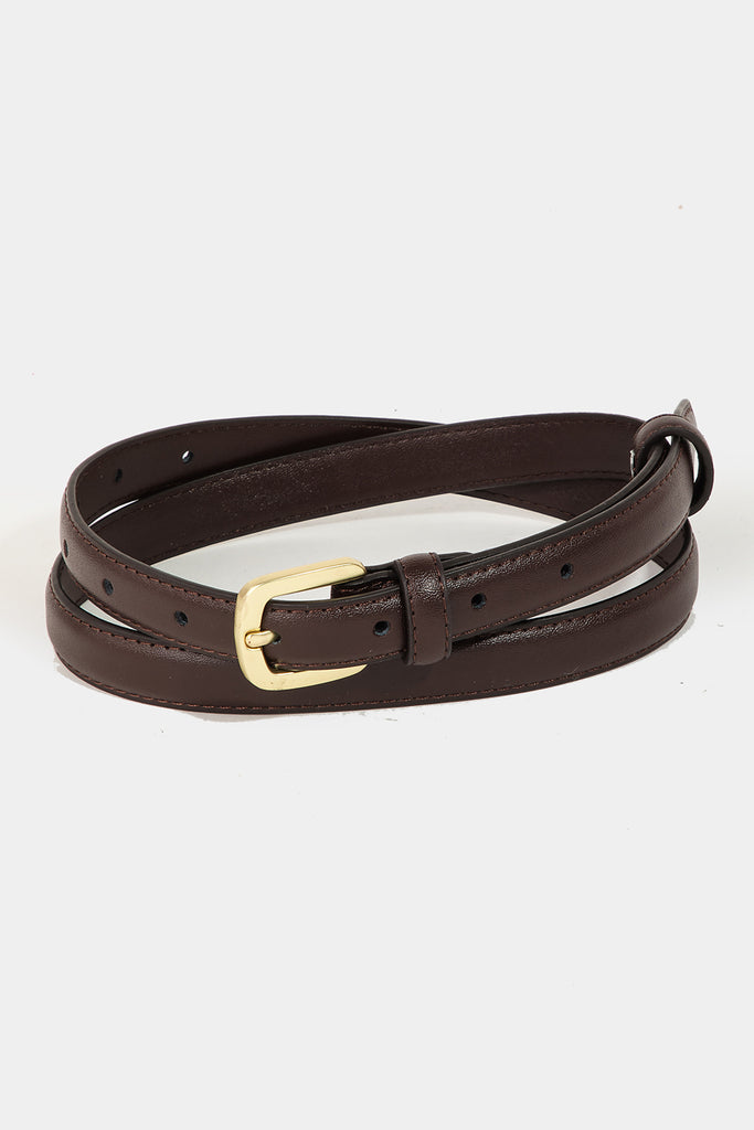 Skinny Vegan Leather Belts with Small Buckle (Assorted Colors)