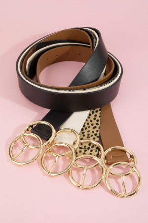 Leather Belts with Double Ring Buckle
