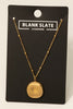 Nugget Square Pendant Beaded Necklace in Gold