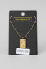 Hand & Moon Rectangle Charm Necklace