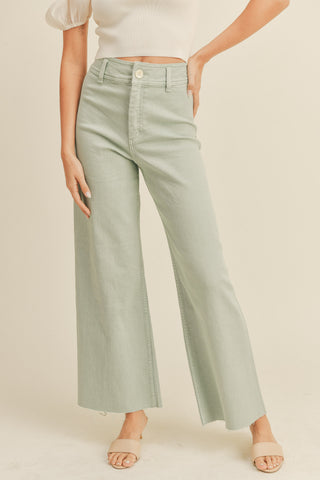 Palazzo Wide Leg High Waist Jeans in Clay