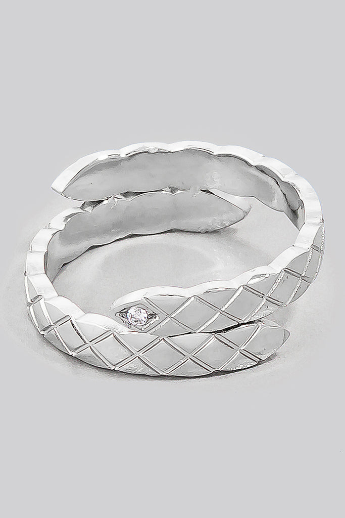 Cross Textured Rhinestone Stacking Ring (Gold/Silver)