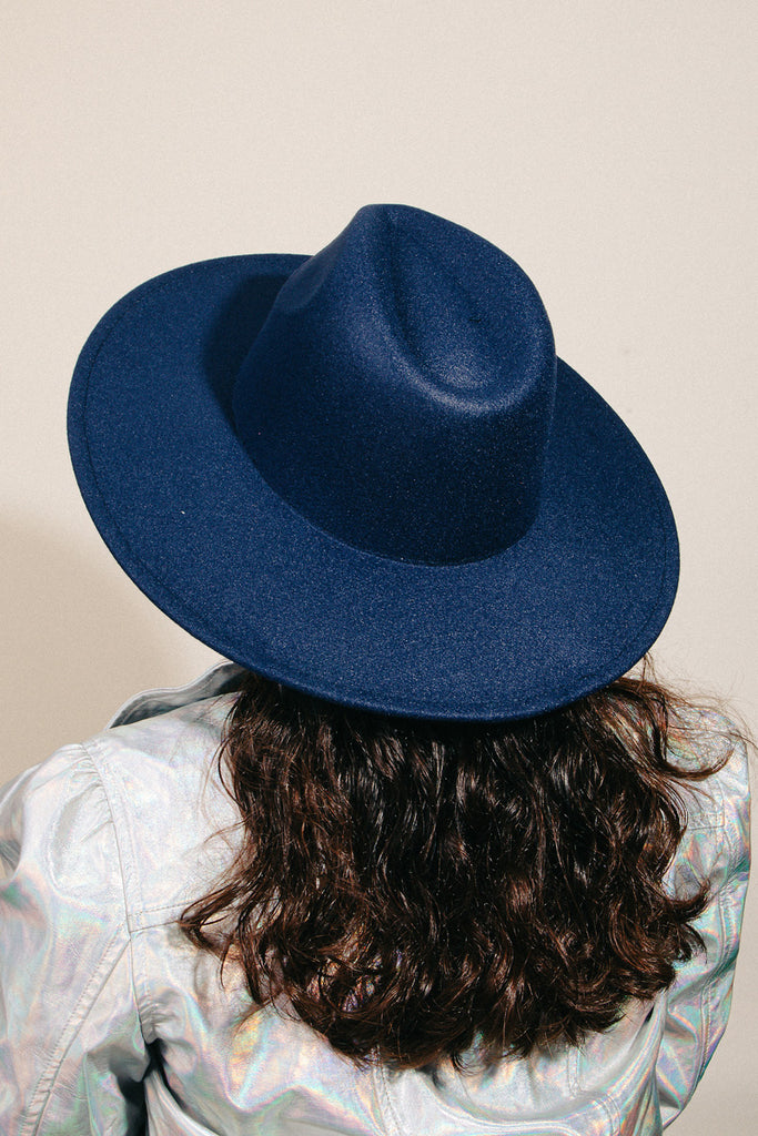 Vintage Felt Flat Brim Fedora Hat (Assorted Colors)